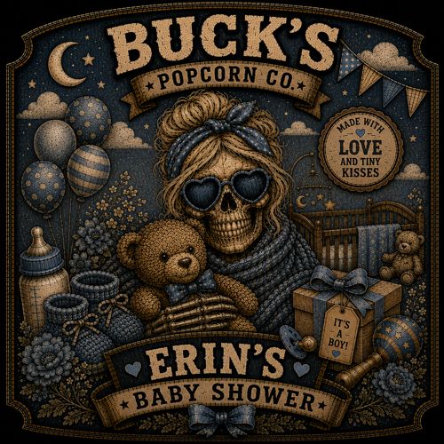 Custom label for Erin's baby shower