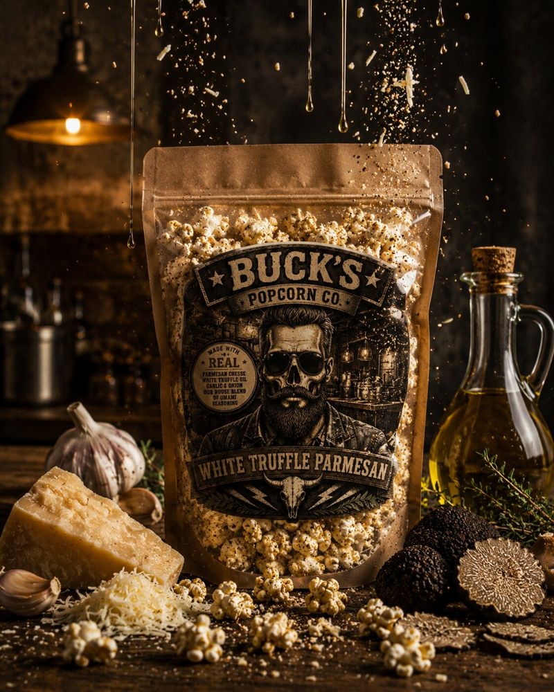 A bag of White Truffle Parmesan popcorn